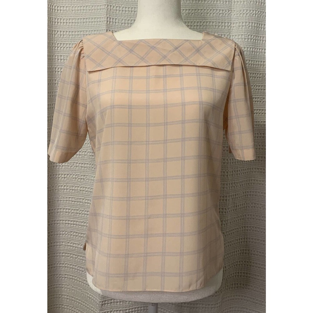 vintage prophecy blouse ladies size 8 pink short sleeves shirt 70s babydoll rare